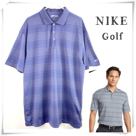 NIKE Golf Fit Dry Knitted Striped Polo Shirt in Blue - Picture 1 of 7